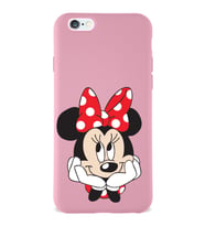 Apple iPhone 6S Plus  Lansman Kılıf Minnie Mouse Tasarımlı Altı Kapalı İçi Kadife Kaplı  Kapak (Şeffaf)