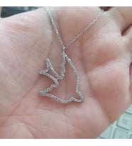 925 Ayar Gümüş Taşlı Martı Kolye (Gümüş)