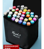 Touch 36 Renk Marker Kalem Seti – Çift Uçlu Alkol Bazlı Eskiz Çizim Boya Kalemleri + Taşıma Çantası (Çok Renkli)