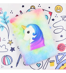 Renkli Gökkuşağı Unicorn Squishyli Peluş Defter
