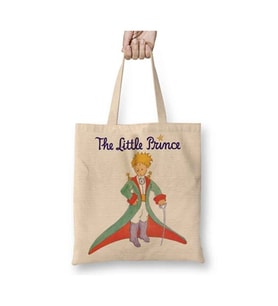 Küçük Prens Le Petit Prince Beyaz Bez Çanta Uzun Saplı Alışveriş Çantası Plaj Çantası