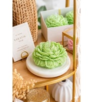 Şakayık 3'lü Mum - Mumelia Candles Doğal Soya, El Yapımı, Dekoratif - Zümrüt Yeşili