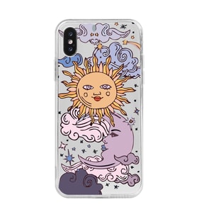Iphone XS MAX Uyumlu Güneş ve Ay Tasarımlı Şeffaf Telefon Kılıfı
