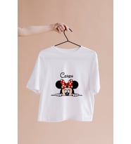 Minnie Mouse Sevgili Çift Tasarımlı Tişört Kişiye Özel ( Unisex - Büyük - Çocuk )