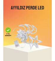 Yıldız ve Ay Figürlü Prizli Perde LED Işık Romantik Ortam Aydınlatması