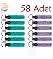 Koyu Turkuaz & Mor Menekşe, 58’li Set, İsimli Deri Anahtarlık, Okul Mezuniyetine Hatıra