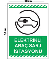 Metal Elektrikli Şarj İstasyonu 20cm x 30cm A4 Büyüklüğünde Uyarı Levhası Yönlendirme Tabelası