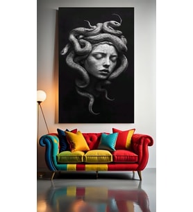 MEDUSA PORTRESİ V3 Ev Duvar Salon Güzellik Salonu Ofis Dükkan Dekarasyon Kanvas Tablo (Çok Renkli)