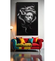 MEDUSA PORTRESİ V3 Ev Duvar Salon Güzellik Salonu Ofis Dükkan Dekarasyon Kanvas Tablo (Çok Renkli)
