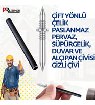 Çift Yönlü Çelik Paslanmaz Pervaz, Süpürgelik, Duvar ve Alçıpan Çivisi 250 li
