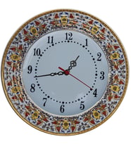 Armada Çini PRT 62 25 Cm Sarı  Altın Yaldızlı Lale karanfil Desenli  Porselen  Çini saat