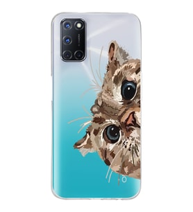 Oppo A52/A72/A92 Uyumlu Tatlı Kedi Desenli Şeffaf Telefon Kılıfı
