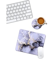 Gri Mermer Desenli Mouse Pad ve Bardak Altlığı Set