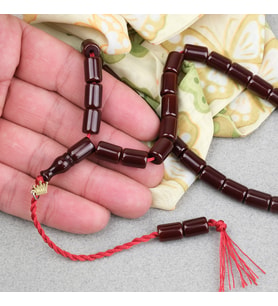 Omari Sıkma Kehribar Yumuşak Kesme Kesim Sistemli 7.5x10.5mm Tesbih