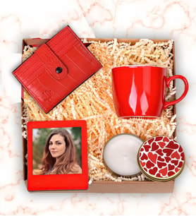 Kişiye Özel Cüzdan & Kupa Bardak & Kırmızı Instagram Çerçeve & Aromatik Mum Hediye Seti