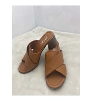 ÇİĞDEM HAKİKİ DERİ TABA ÇAPRAZ TOPUKLU TERLİK - TABA - 38 - ST02125-TABA-38