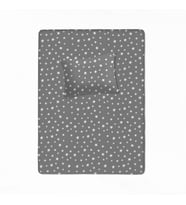 %100 Pamuklu Bebek Lastikli Çarşaf 70x130+20  Bebek Yastık Kılıfı 35x45 (Açık Gri - Beyaz)