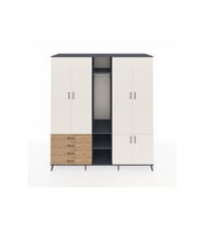 Kronos Dolap 14 Raflı 4 Çekmeceli Tek Askılı 220x59x243 Antrasit-Aytaşı/Çam