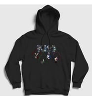 Presmono Unisex Siyah Sparkle Kiss Kapüşonlu Sweatshirt 91820tt