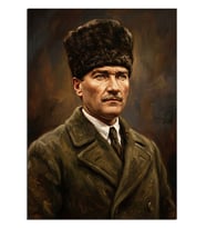 Kalpaklı Atatürk Askeri Portre Dekoratif Kanvas - Mdf Ahşap Tablo