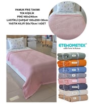 ETEHOMETEX HAVUZLU PİKE TAKIMI %100 PAMUK TEK KİŞİLİK