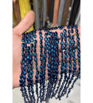 Hematit Taşı Bombeli Kesim Parlak Mavi 6x8mm Doğal Taş Dizi