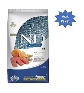 N&D Ocean Düşük Tahıllı Kısırlaştırılmış Somonlu ve Portakallı 4 kg Yetişkin Kedi Maması - Açık Paket