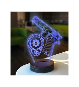 Polisler İçin Rozetli LED Lamba – Şık ve Kullanışlı Hediye (Krem)