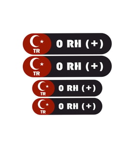 KAN GRUBU KASK ETİKETİ 4 PARÇA 0 RH (+) ETİKET STİCKER