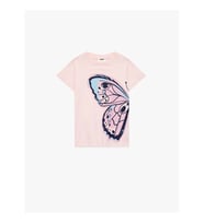 Koton Kelebek Baskılı Pembe Kız Çocuk T-Shirt 6SKG10020AK