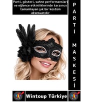 #PartiMaskesi Luxery Estetik Kostüm Davet Yılbaşı Cosplay Balo Şık Tüylü Venedik Parti Maskesi