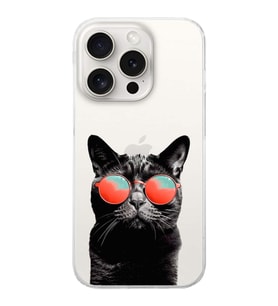 PrintiFy Apple  iPhone 15 Pro ile Uyumlu 1mm Slim Fit Kedi 3 050d Baskılı Şeffaf  Kılıf