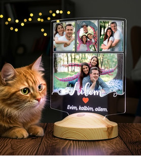 Fotoğraflı Ailem LED Lamba  Aile Hatırası  Sevgi Dolu, Anlamlı Aile Hediyesi