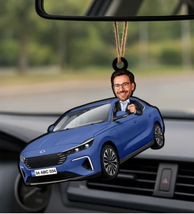 BK Gift Kişiye Özel Erkek Mardin Renk Togg Karikatürlü Ahşap Plakalı Araba Dikiz Ayna Süsü-1 , Arkadaşa Hediye, Sevgiliye Hediye, Araba Hediyesi