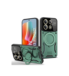 Xiaomi Redmi Note 13 Pro 5g Kılıf Joy Lens Standlı Kapak - Koyu Yeşil
