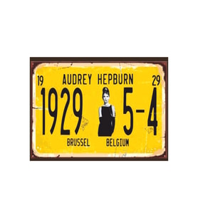 Audrey Hepburn 1929 Doğum Temalı Retro Ahşap Poster Tablo  Vintage Plaka Tasarımı