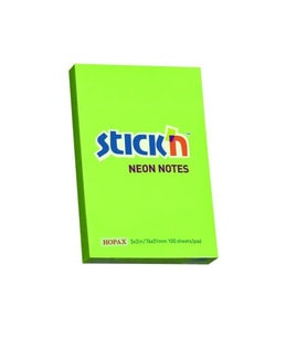Hopax Stickn 76x51mm Yapışkanlı Not Kağıdı Neon Yeşil 100 Yaprak