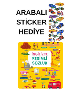 ARABALI STİCKER HEDİYELİ - OKUL ÖNCESİ RESİMLİ KİTAPLAR  - İngilizce Resimli Sözlük