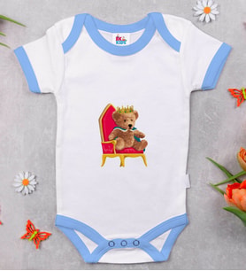 BK Kids Kral Tasarımlı Mavi Bebek Body Zıbın-1