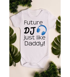 Erkek Beyaz Bebek Dj Daddy Baskılı Çıtçıtlı Body