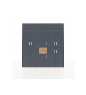 Arges Dolap 10 Raflı 2 Çekmeceli 3 Askılı 220x30x243 Çam-Antrasit/Çam
