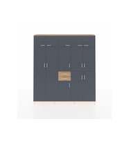 Arges Dolap 10 Raflı 2 Çekmeceli 3 Askılı 220x30x243 Çam-Antrasit/Çam