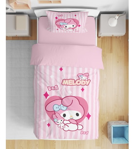 My Melody Kuromi 3d Dijital Baskılı Tek Kişilik Kız Çocuk Nevresim Takımı (Pudra Pembe)