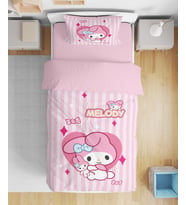My Melody Kuromi 3d Dijital Baskılı Tek Kişilik Kız Çocuk Nevresim Takımı (Pudra Pembe)