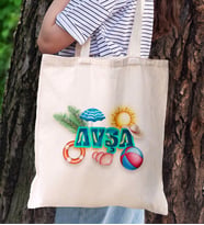 BK Gift Avşa Temalı Kanvas Bez Plaj Çantası Baskılı Omuz Çantası, Alışveriş Çantası, Arkadaşa Hediye