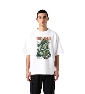 Erkek Oversize Tişört Retro Teknoloji Baskı Dijital Baskılı Nostaljik Tasarım Rahat Kesim Günlük