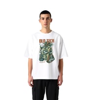 Erkek Oversize Tişört Retro Teknoloji Baskı Dijital Baskılı Nostaljik Tasarım Rahat Kesim Günlük