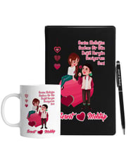 Sevgililer Gününe Özel Siyah Defter Kalem & Kupa Hediye Seti 33