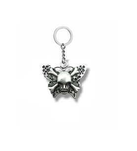 Skull and Butterfly Figürlü Unisex Anahtarlık  Kuru Kafa ve Kelebek Tasarım Metal Aksesuar