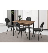 Açılır 60x100 Cm Mini Silva Ceviz Masa  4 Adet Ece Sandalye Takım